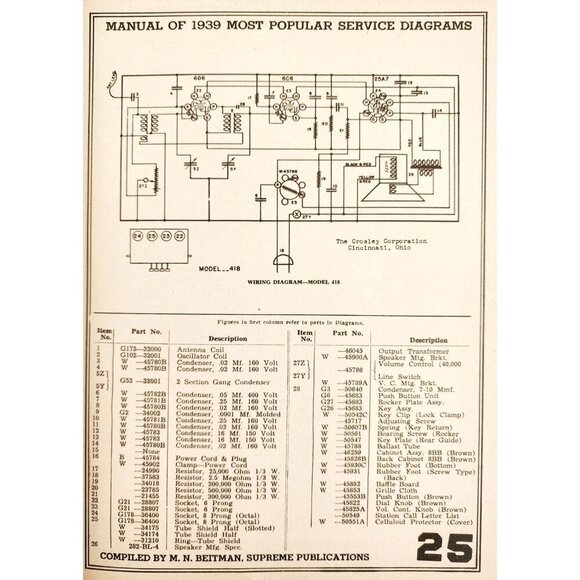 1939 Radio Diagrams Most Often Needed PB Manual Servicing Information VTG DWR5 - Picture 5 of 7